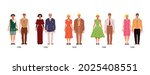 Fashion history costume male and female collection of first half of 20th century from 1900 to 1950 year isolated vector illustration